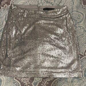 White House Black Market sequence Silver Mini Skirt